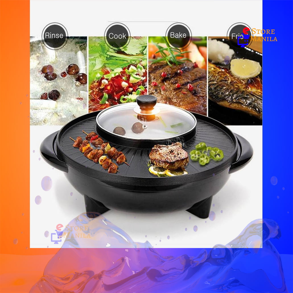 Non Stick Korean Grill Electric With Smokeless Hot Pot Steamboat